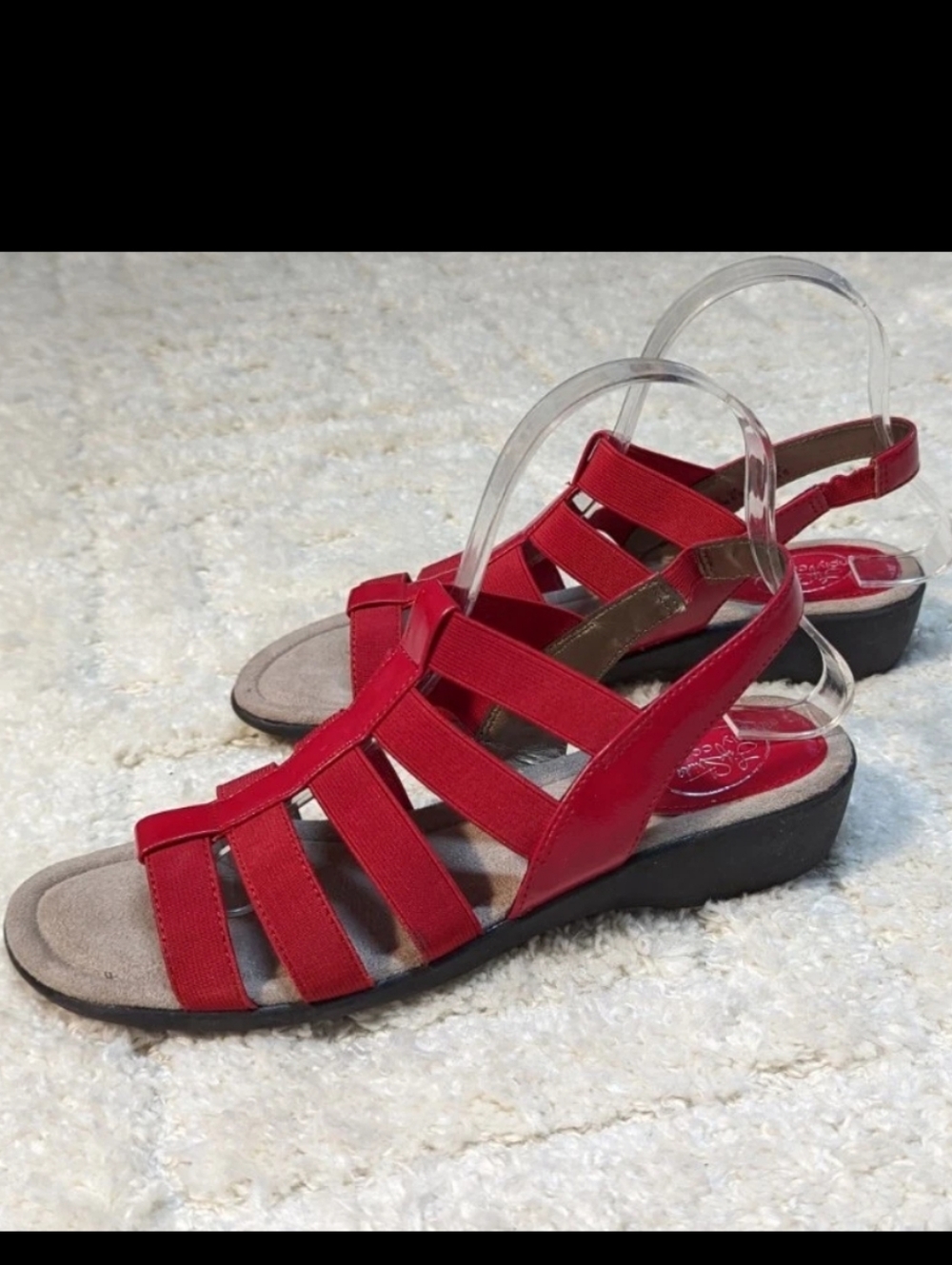 LifeStride Simply Comfort Tania Red Elastic Strappy Slingback Sandals